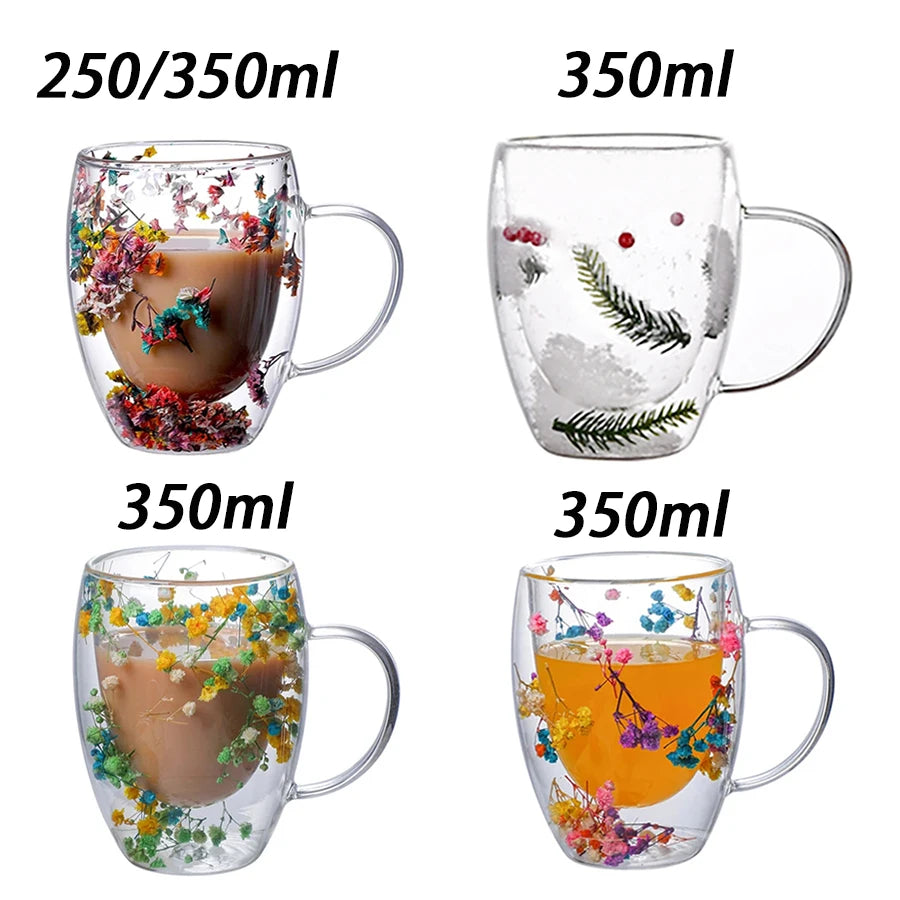 1/2/4PCS Double Wall Clear Glass Coffee Mugs Double Insulated Glass Cup For Hot Cold Beverages Cappuccino Espresso Cup