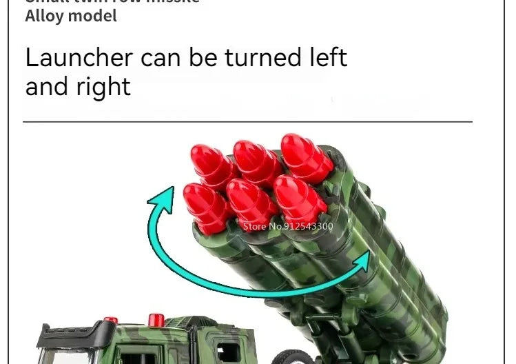 1:32 Ladder Truck Water Tanker Military Missile Rocket Launcher Trucks Model Toy Car Metal Diecast Sound Light Models Boys Gifts