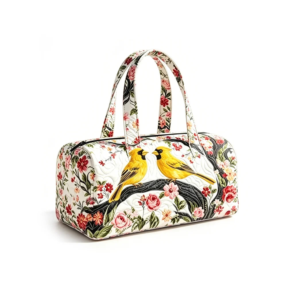 Summer Quilted Duffel Bag Tropical Vacation Carry-on Luggage Beach Travel Tote with Zipper Coconut Tree Surfboard Print Handbag
