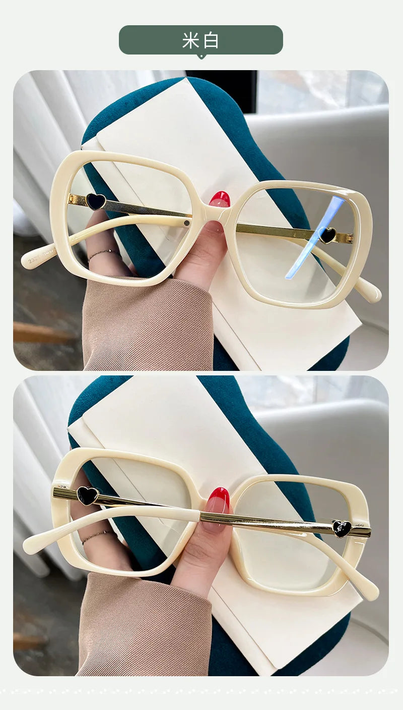 Big Size Woman Eyeglasses Ultra light TR90 White Eyewear Square Full Frame Optical Prescription Frames