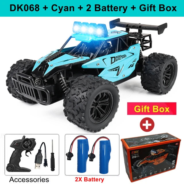 Remote Control Car RC Drift Racing 1:16 Vehicle Off Road Alloy 2.4G Radio High-Speed Trucks With LED Light Climbing Gift Toy