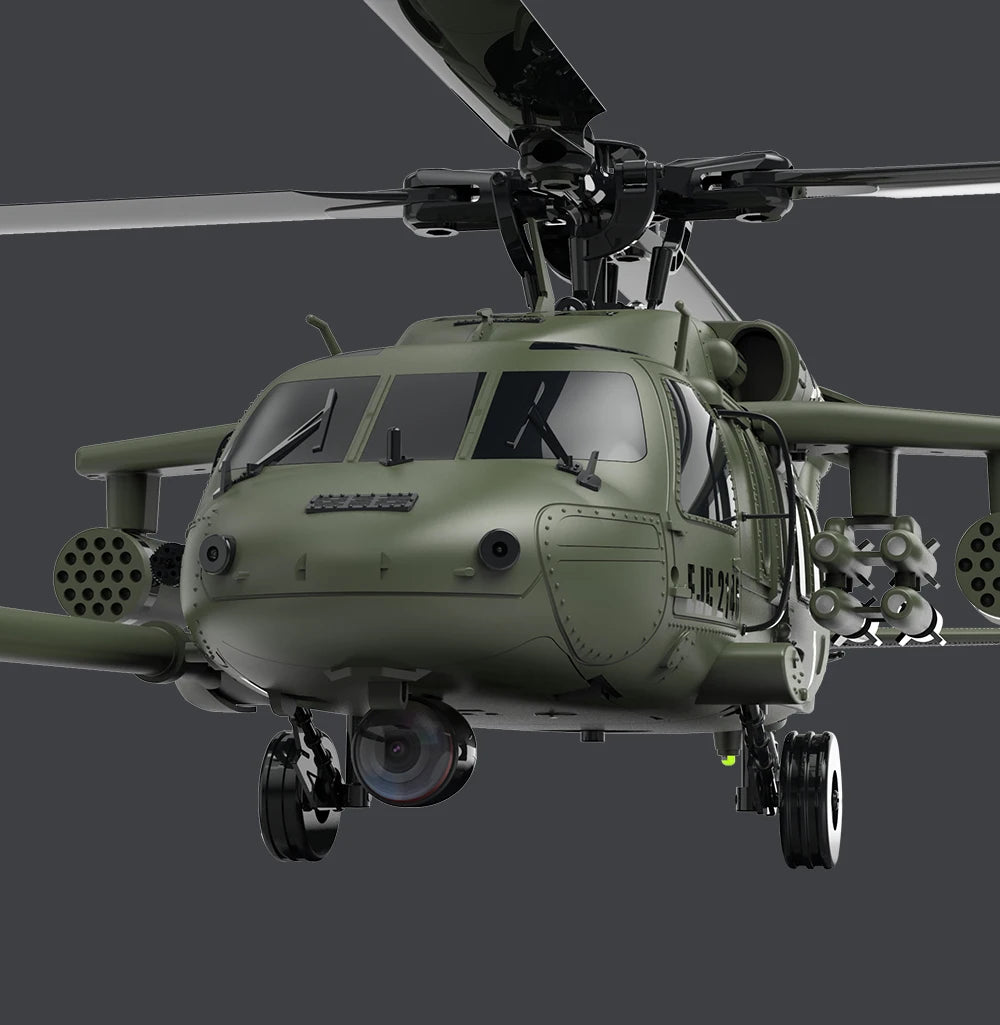 Six Channel Flybarless Remote Control Military Helicopter With Six Axis Gyroscope