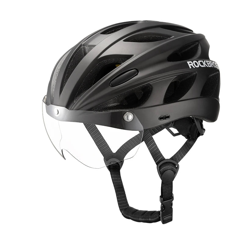 Bike Helmet with Photochromic Len Visor Wind-breaking Brim Bike Helmet Adult MTB Road Riding Cycling Helmet