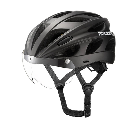 Bike Helmet with Photochromic Len Visor Wind-breaking Brim Bike Helmet Adult MTB Road Riding Cycling Helmet