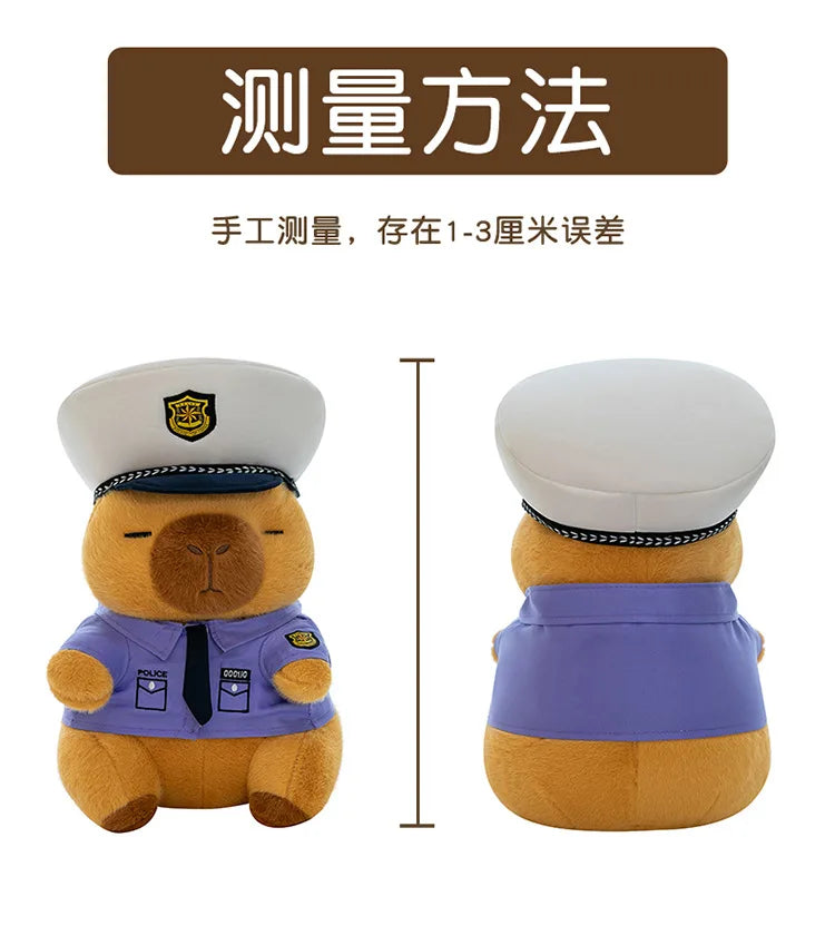 Cute Capybara Police Plush Toy Soft Stuffed Pillow
