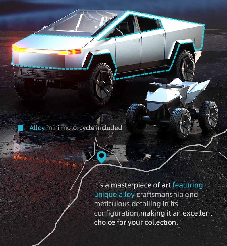 RC Car Alloy Cyber truck Car model Simulation Off-road Vehicle  Camping Equipment Pickup Truck s Toys Boy Gifts