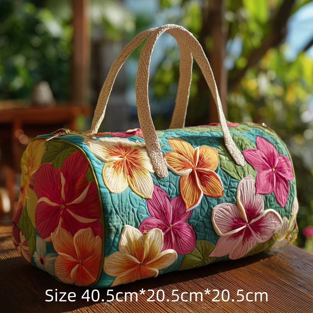 3D Printed Quilted Travel Duffle Bag Floral Pattern Tote Colorful Flowers Carry-On Lightweight Weekender Overnight Bag for Women