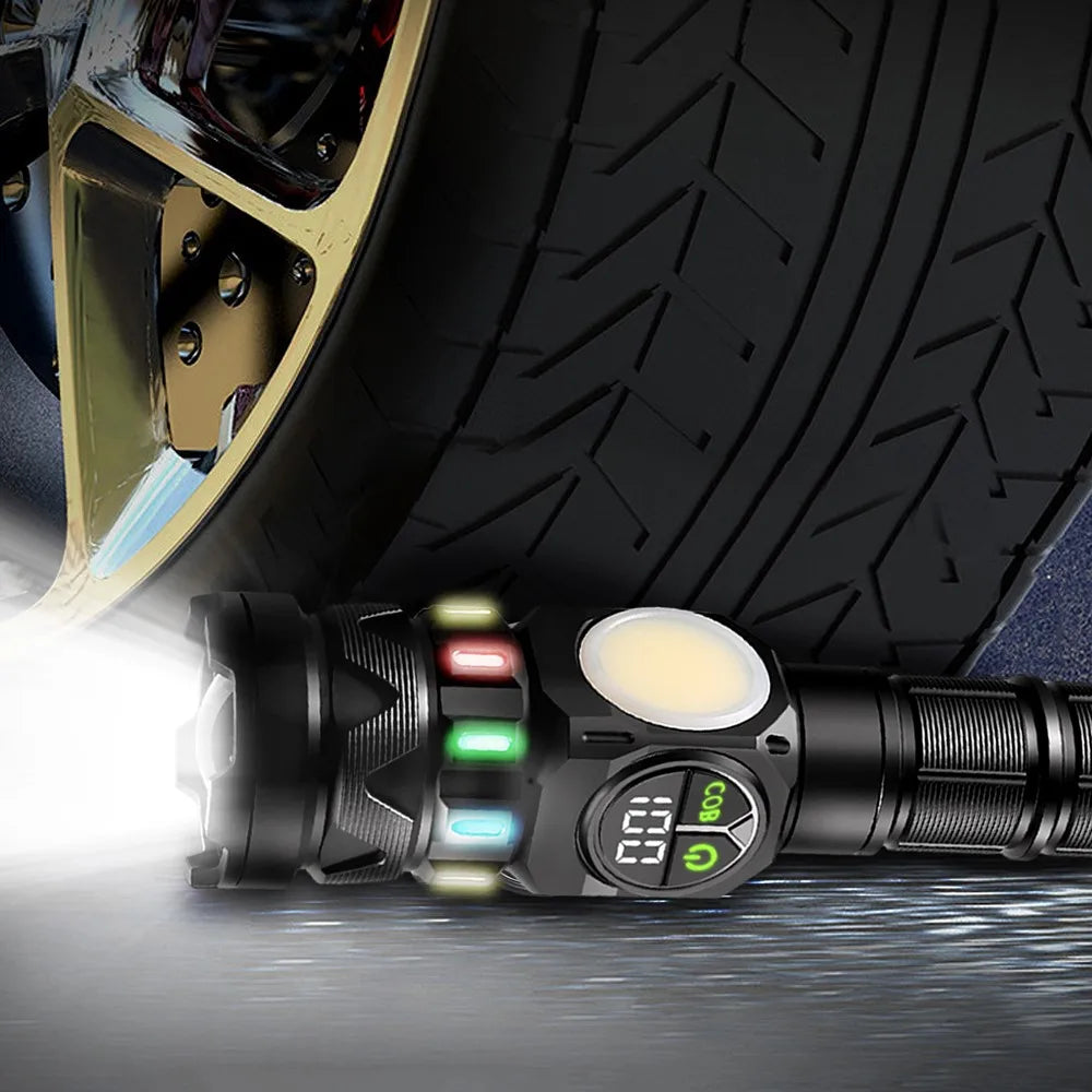 5000 Lumen Rechargeable LED Flashlight With COB Side Light