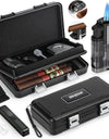 Portable Travel Cigar Humidor,Double Cigar Humidor with Separate Storage for Cigar Accessories,Holds 5 Cigars