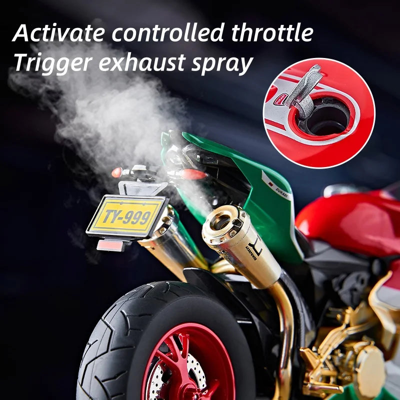 1:9 1199 Panigale H2R Ninja With Spray Alloy Motorcycle Model Toy Vehicle Collection Sound and Light Off Road Autocycle Toys Car