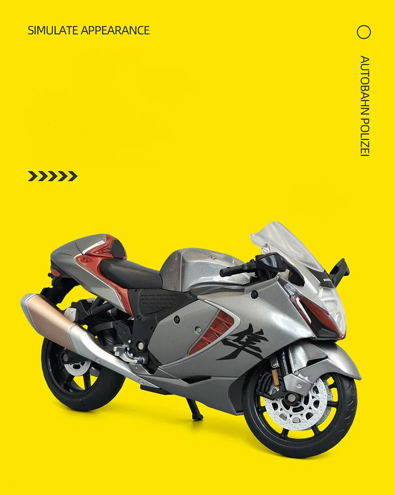 Diecast Suzuki Hayabusa GSX1300R Racing Motorcycle Model 1 to 12 Scale