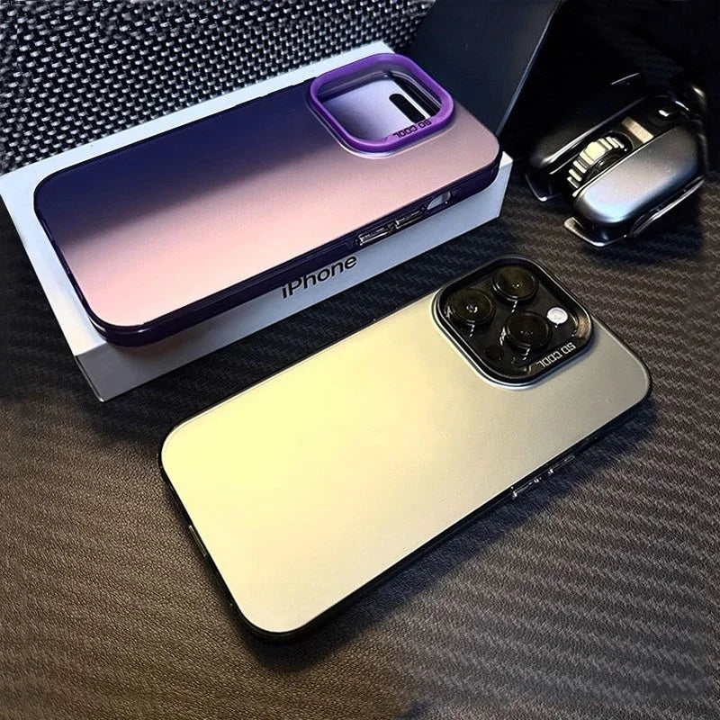 Luxury Matte Anti-drop Armour Phone Case for iPhone 17 16 15 14 Pro Max Air Lens protect Cover