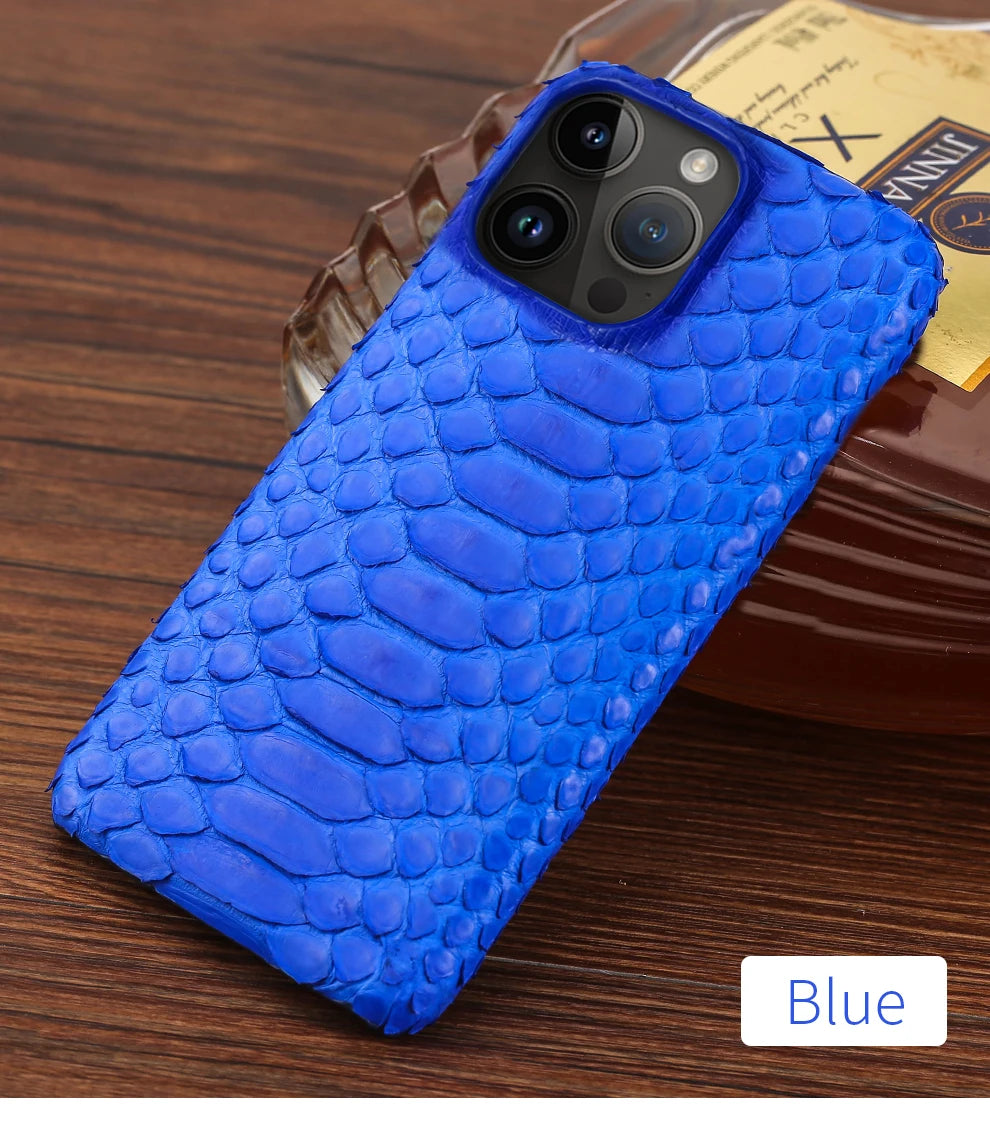 100% Genuine Python Leather Phone Case For iPhone 16 15 14 Pro Max 16Pro Plus Luxury Shockproof Protect Back Cover
