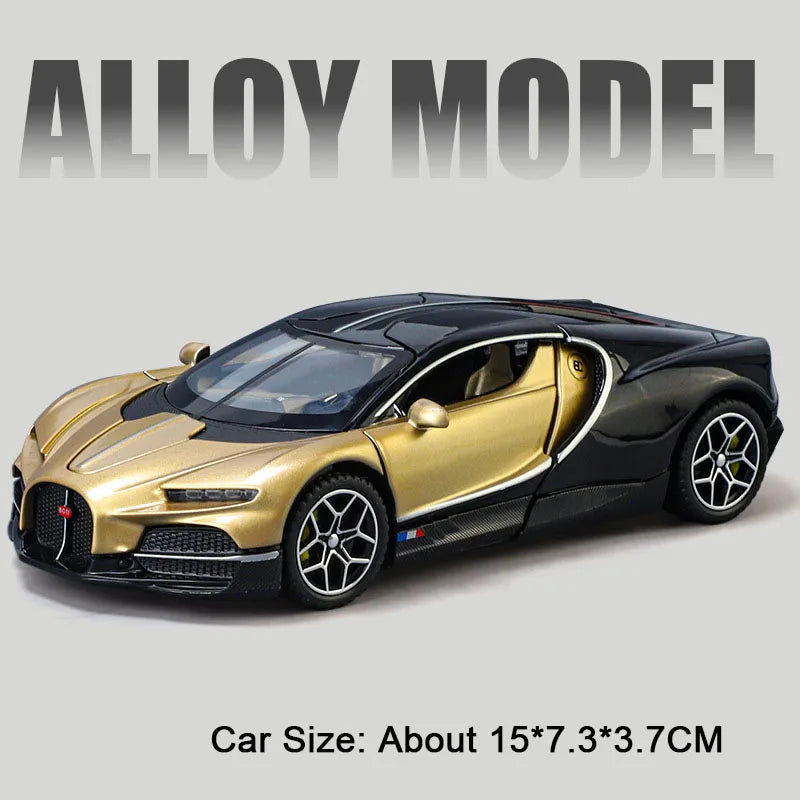 1:32 Scale Tourbillon Chiron Toy Sports Car Model Diecast Metal Sound Light Pull Back Simulation Vehicle Models Ornaments Gift