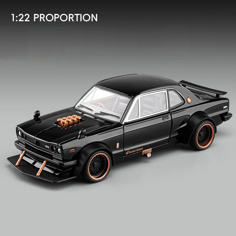 1 22 Scale Skyline 2000 GTR KPGC10 V8 Modified Diecast Pull Back Model Car with Sound and Light
