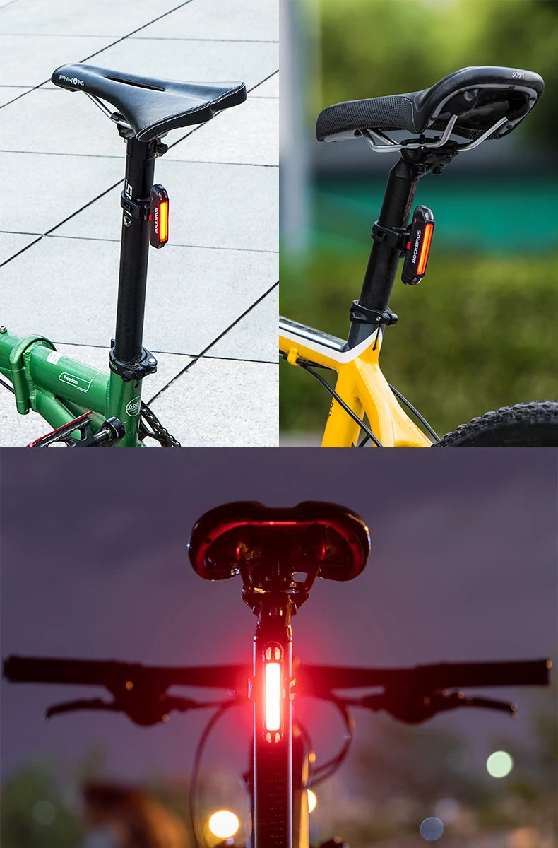 Bicycle Rear Light 500mAH USB Rechargable LED Lamp Bike Tail Light Warning Seatpost Riding Cycling Taillight