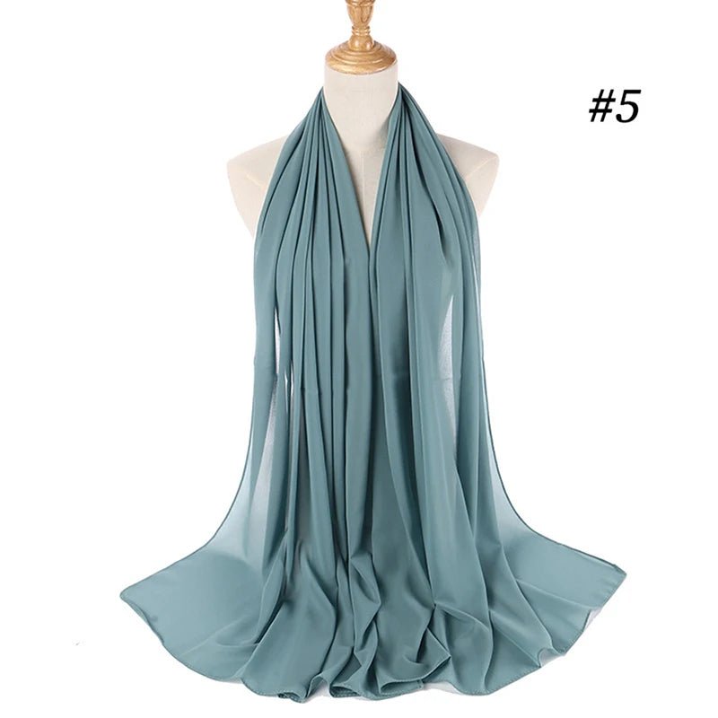 Muslim Chiffon Hijab Women Bubble Chiffon Scarf For Women Ladies Veil Muslim Islam Solid Color Malaysia Wrap Scarves