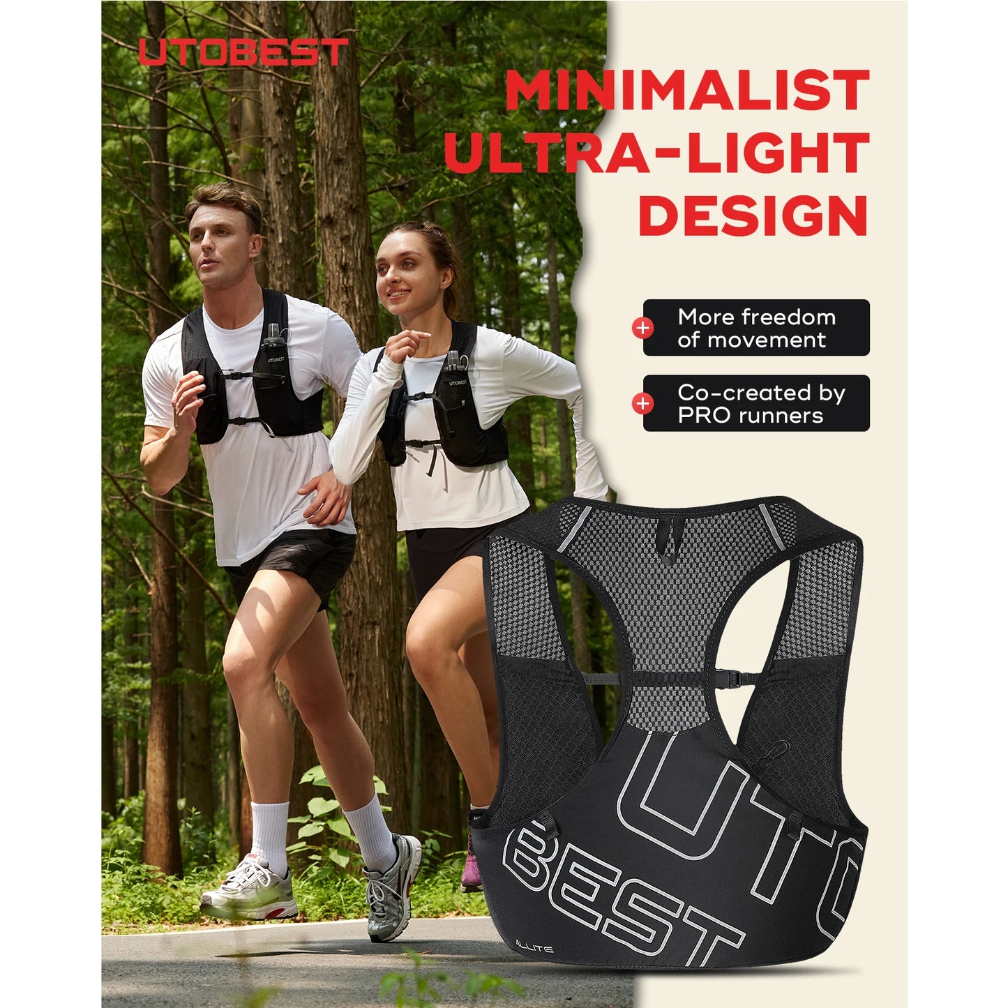 Trail Running Vest Ultra Lightweight Hydration Pack Breathable Functional Pack for Marathon Cycling Hiking