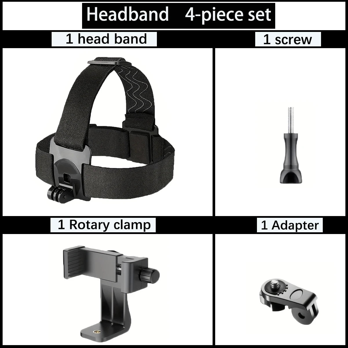 Adjustable Headband and Chest Mount Strap Holder for Mobile Phones and Action Cameras Compatible with GoPro DJI and More Hands Free Shooting Accessory