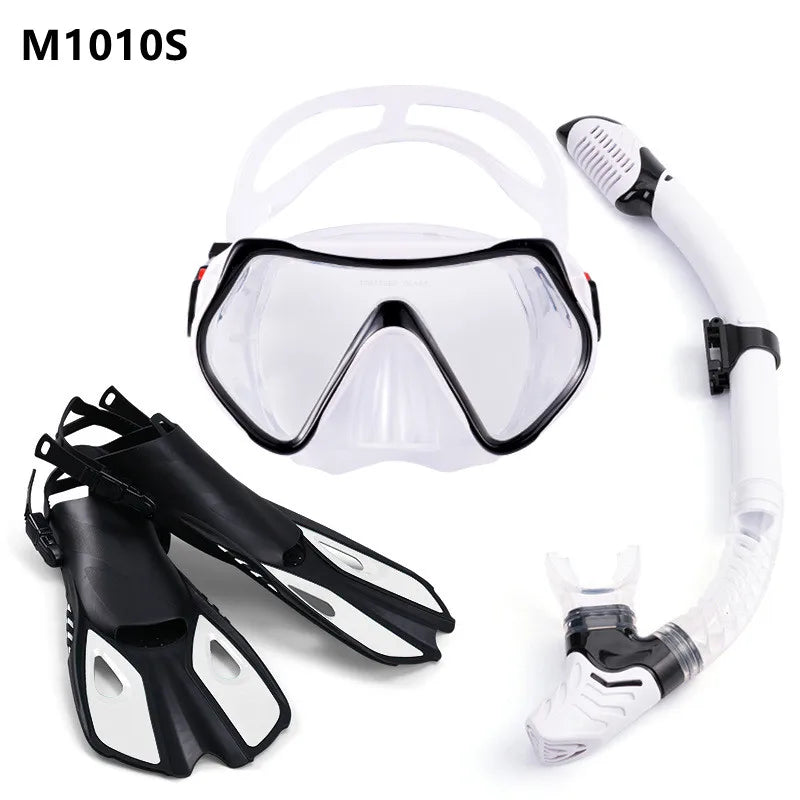Snorkeling Equipment Panoramic Wide-angle Snorkeling Mask Professional Diving Mask and Snorkel Fin Fins Snorkeling Flipper