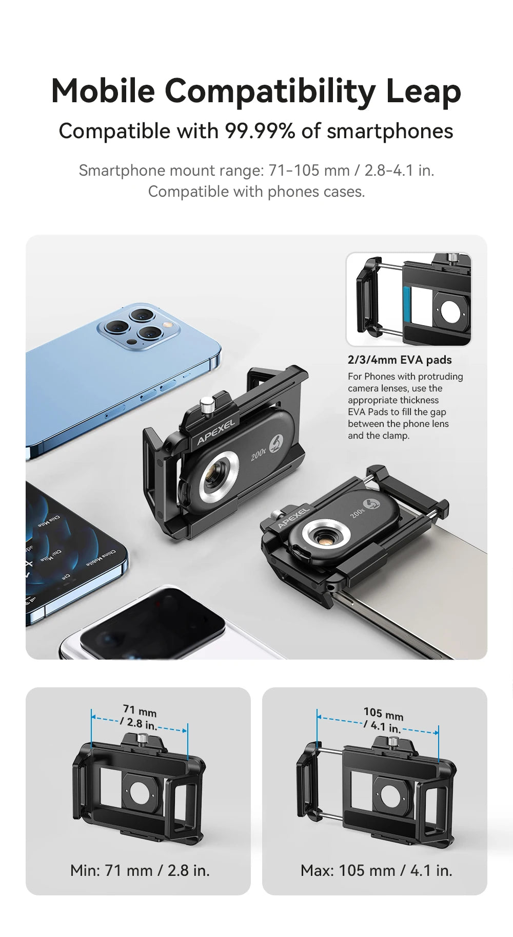 200X Smartphone Microscope Lens with LED Light