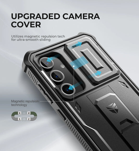For Samsung Galaxy S24 FE Case with Built-inSlide Camera Cover Full Body Heavy-Duty Rugged Case holder Built-in Screen Protector