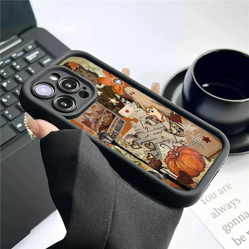 Creative Halloween Pumpkin Pattern Phone Case For iPhone 17 16 15 Pro Max Air 14 16E Soft Cover