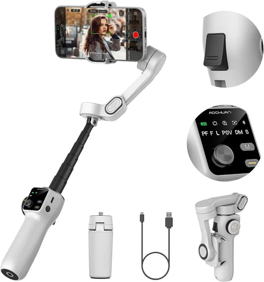3-Axis Handheld Gimbal Phone Stabilizer with Extension Rod  8.0 Anti Shake Face Tracking for Phone Outdoor Shooting Vlog