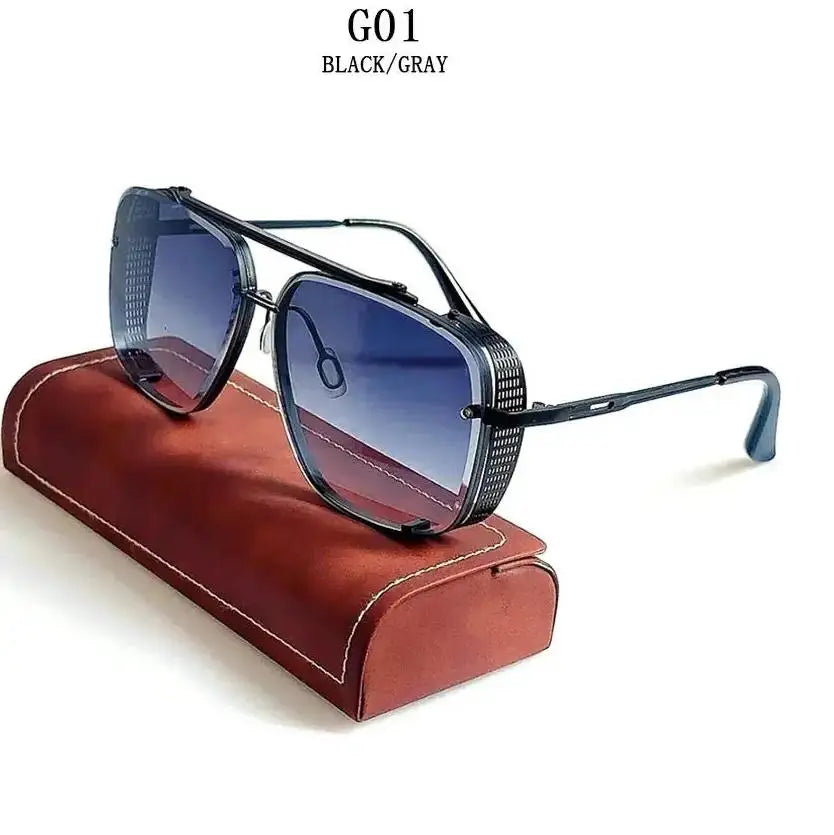 Vintage Steampunk Square Sunglasses With UV400 Protection