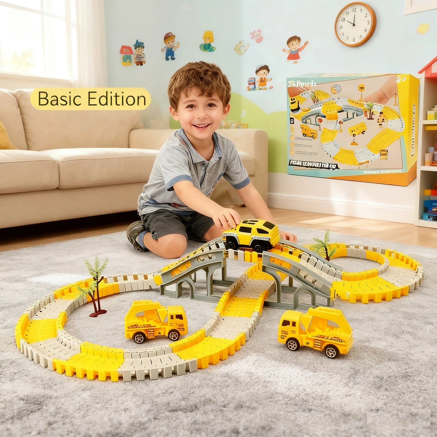 137pc Boys Halloween Christmas gifts Diy Car track Assemble puzzle toys parent- interactive Building toys Family party toys
