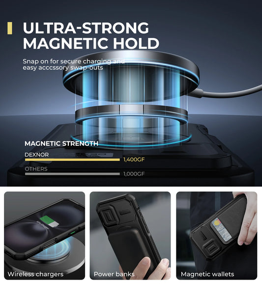 For iPhone 16 Compatible MagSafe Case with Slide Camera Cover and Adjustable Kickstand Shockproof Bumper Slim Protective Case