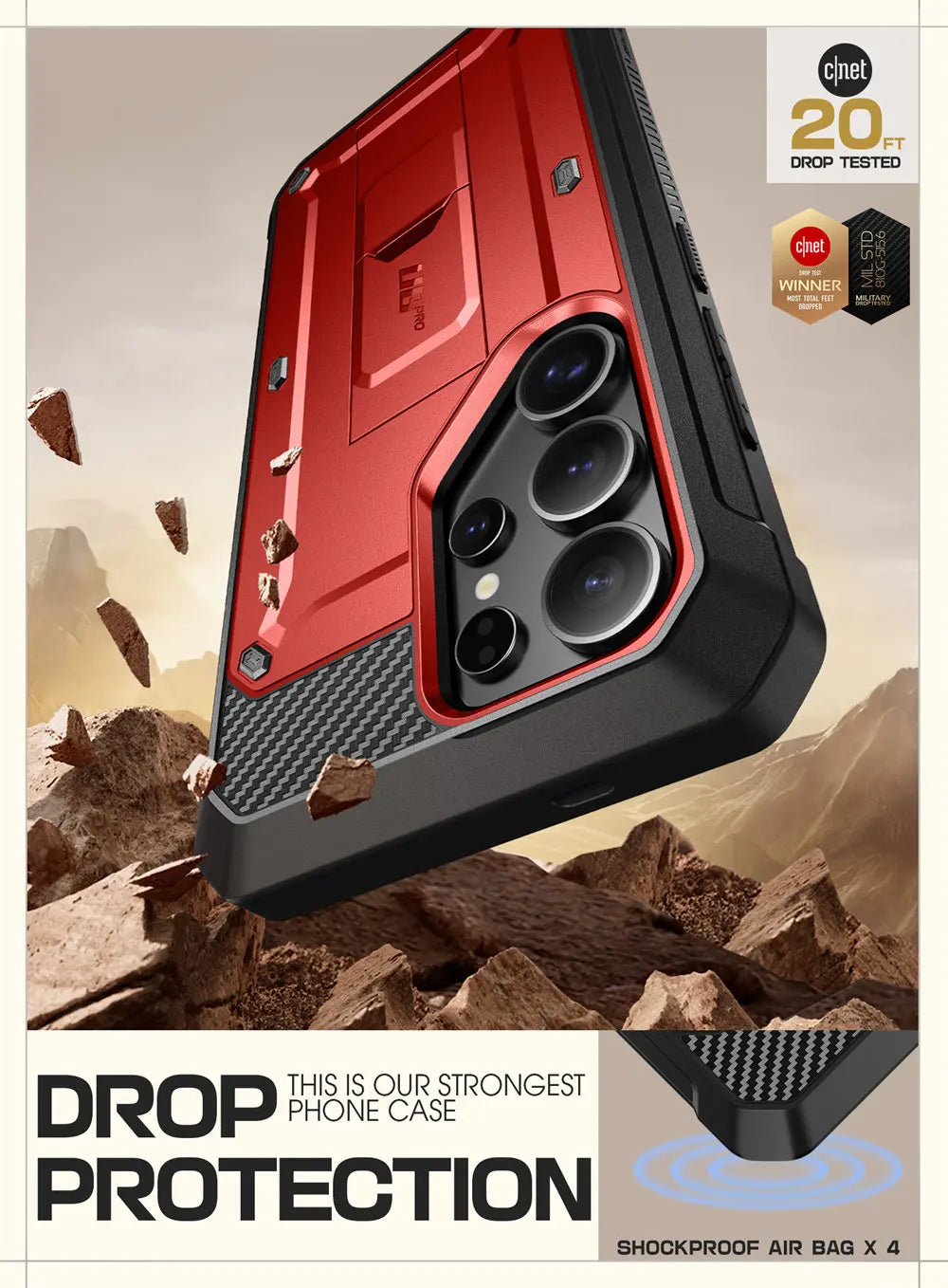 For Samsung Galaxy S25 Ultra Case UB Pro Full-Body Dual Layer Rugged Belt-Clip Phone Case with Built-in Screen Protector