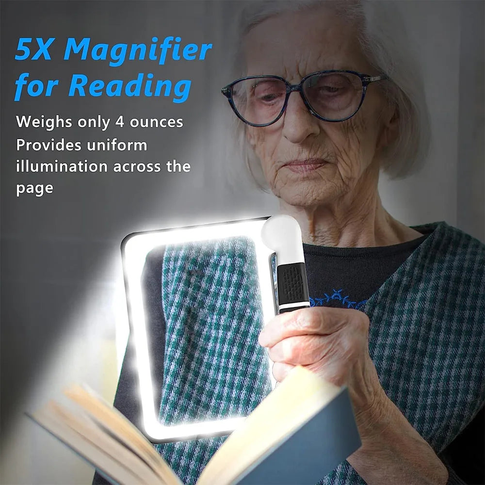 5X LED Handheld Magnifying Glass with 48 Lights Foldable Reading Magnifier
