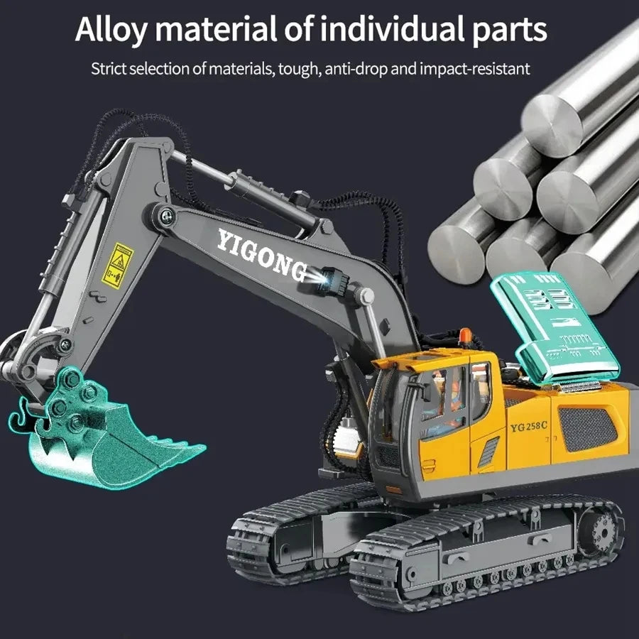 Remote Control Excavator Toy Radio Controlled RC Dump Truck Vehicle Crawler Bulldozer Construction Car Gifts for Boys
