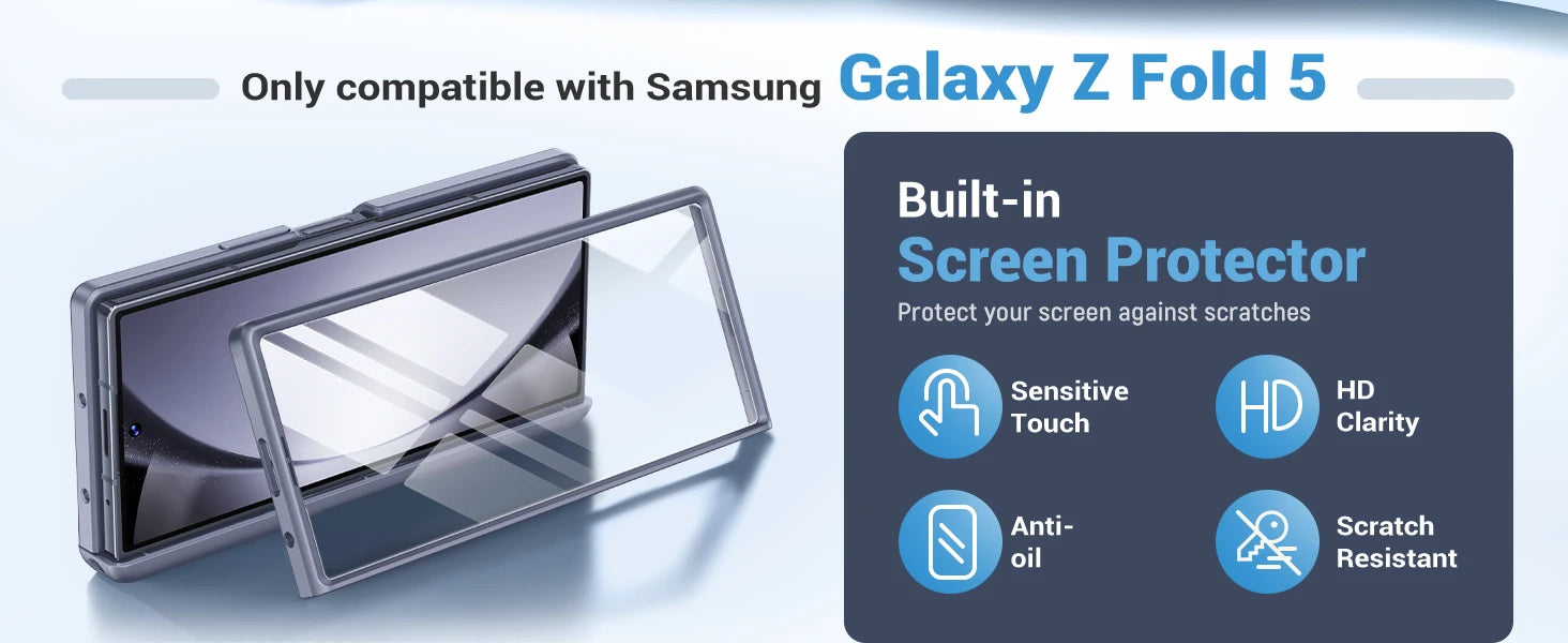 Big Stand For Z Fold 5 Case with Slide Camera Cover Built-in HD Screen Protector Full Body Heavy Duty Shockproof Slim Phone Case