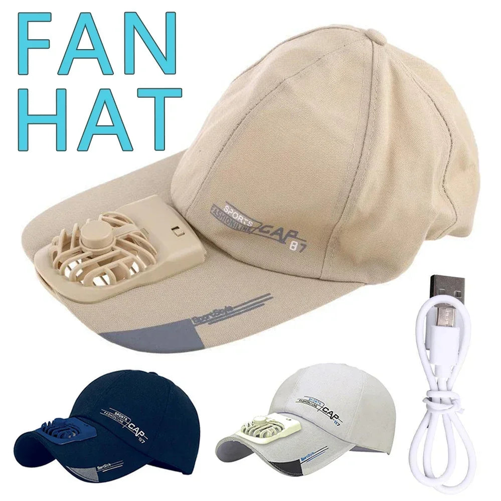 Solar Fan Sun Hat With Dual Fans And USB Charging