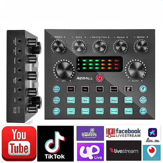 V8S Live Sound Card Mixer With Bluetooth USB Voice Changer And DSP Effects