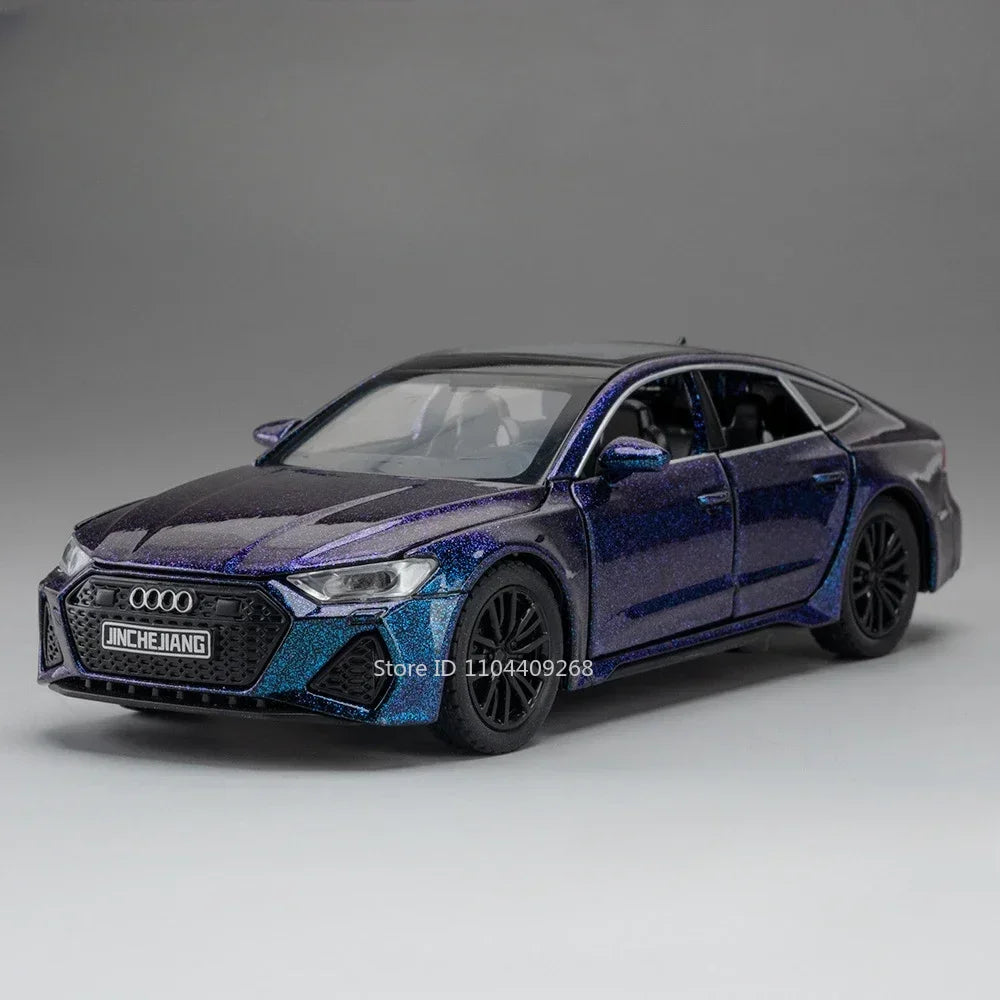 1:32 Scale RS6 RS7 Car Model Toy Alloy Diecast Doors Opened Simulation Sound Light Pull Back Vehicle Models Ornaments Boys Gifts