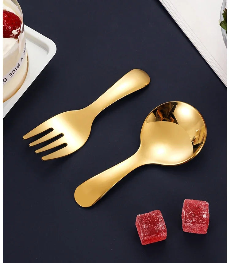 304 Stainless Steel Cute Spoon Adorable Short Handle Creative Utensil for Dessert Milk Powder Easy Clean Durable Safe
