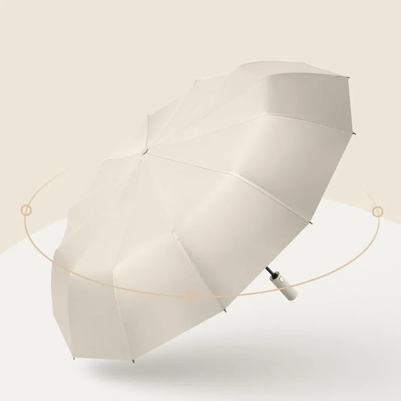 Reinforced 24 Bone Folding Umbrella Strong Wind Resistant Automatic Open Close Sun Rain Protection