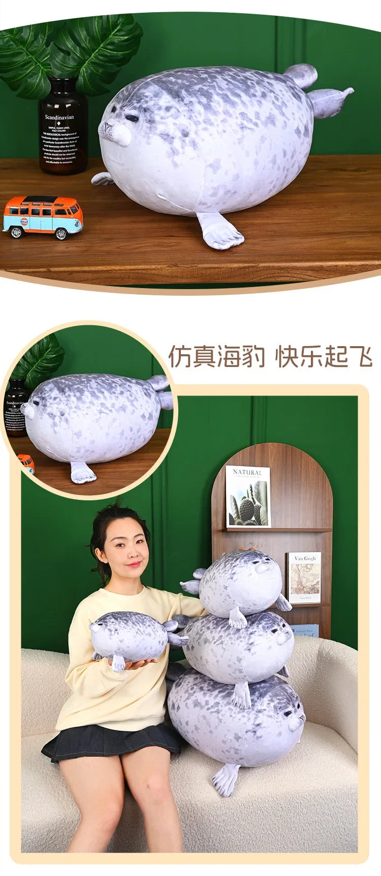 70cm Kawaii Seal Stuffed Animal Seal Plush Toy Soft Cuddly Baby Seal Doll Kids Birthday Gift Plushie Stuffed Animal Pillow
