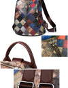Patchwork Leather Backpacks Large Capacity Travel School Bag Retro Shoulder Bag Bagpack