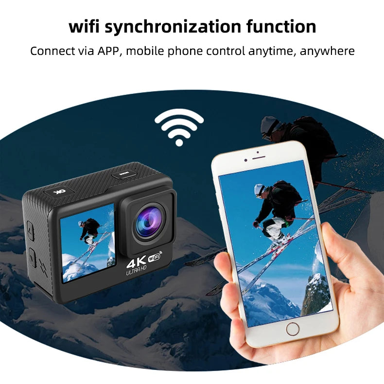 Action Sports Camera 4K Action Cam Pro Touchscreen Helmet Motorbike Helmet Cameras Video Recording Outdoor Waterproof WiFi