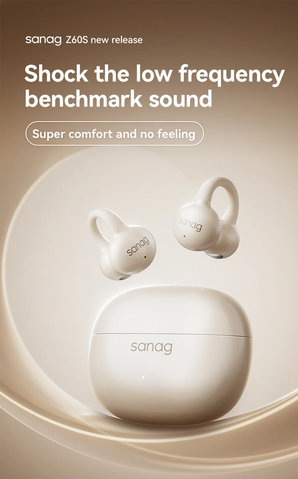 Z60S Ear Clip Earphones Wireless Audífonos Bluetooth Headphones APP Touch Control Sports Flash-sale Chioce Headset