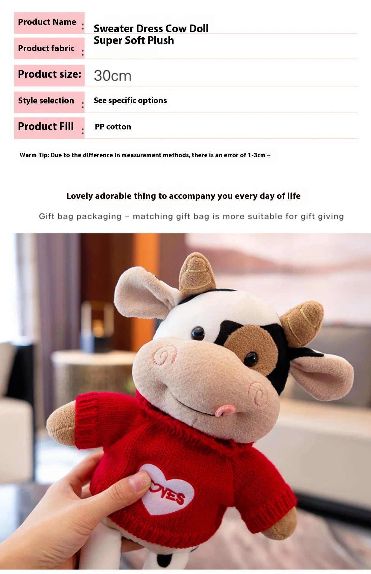Hot toys Cute Cow Doll Little Cow Plush Toy Chinese Zodiac Cow Doll Cloth Doll New Year's Gift Girl's Birthday Gift