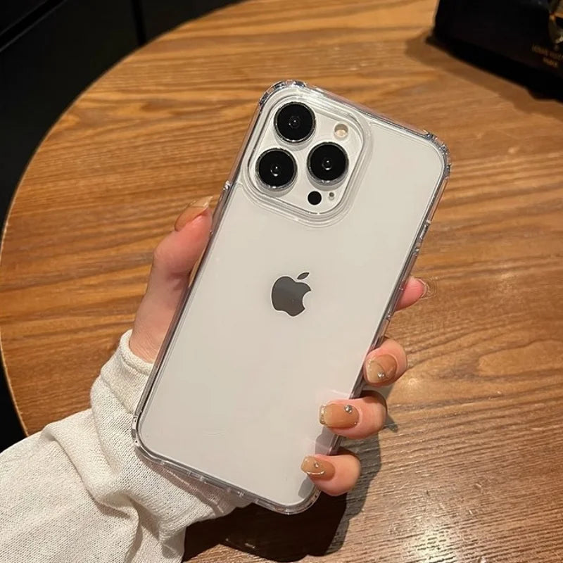 Luxury Transparent Soft Acrylic Phone Case for iPhone 17 Air 16 15 Pro Max 14 Pro Shockproof Cover