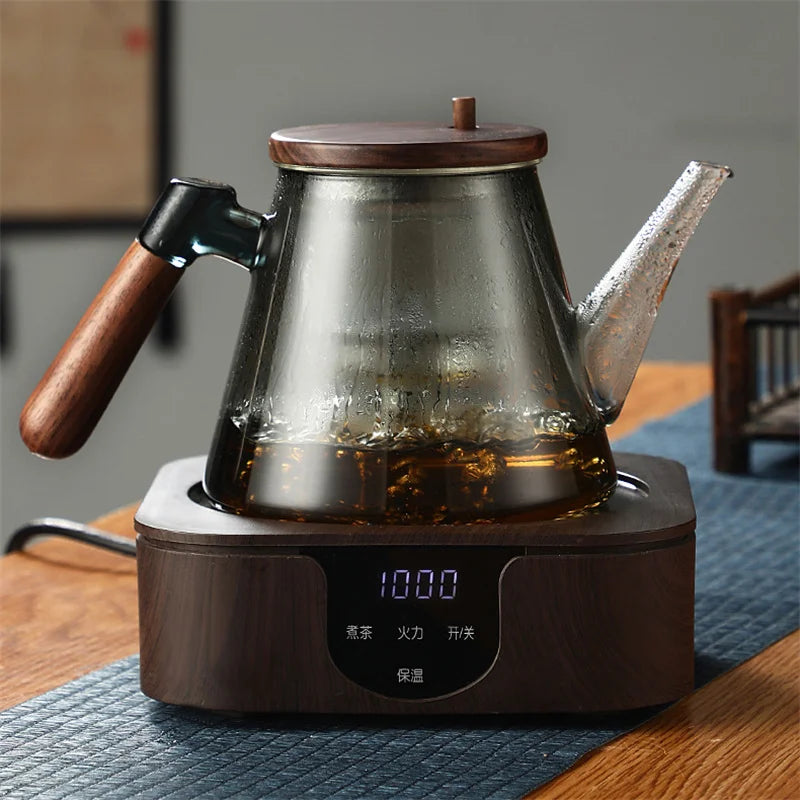 Easy One Click Tea Separation Filtration Glass Teapots With Wood Handle 850ml Tea Water Separation Tea Pot With Infuser Filter