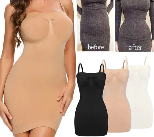 Strapless Shapewear Slip for Women Seamless Underdress Tummy Control Full Slips Corset Butt Lifter