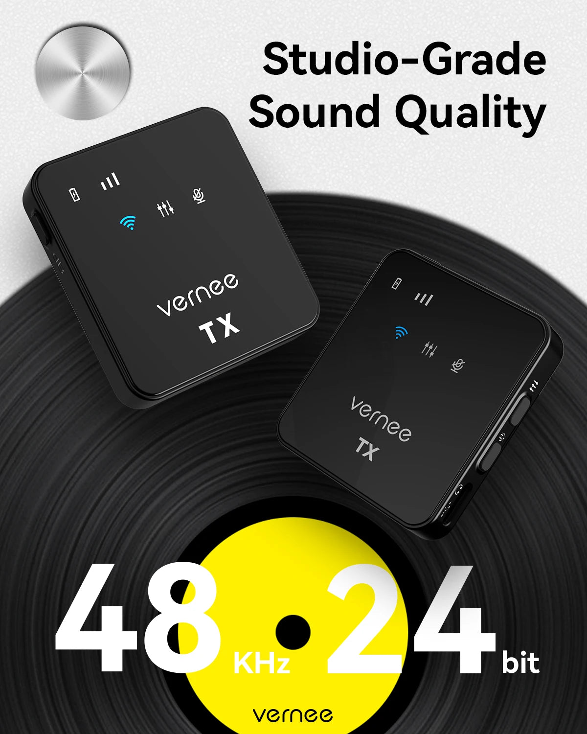 V3 Wireless Microphone Lavalier 180m Range Noise Cancellation Mini Mic for iPhone Camera 20H Battery for Photography Vlog