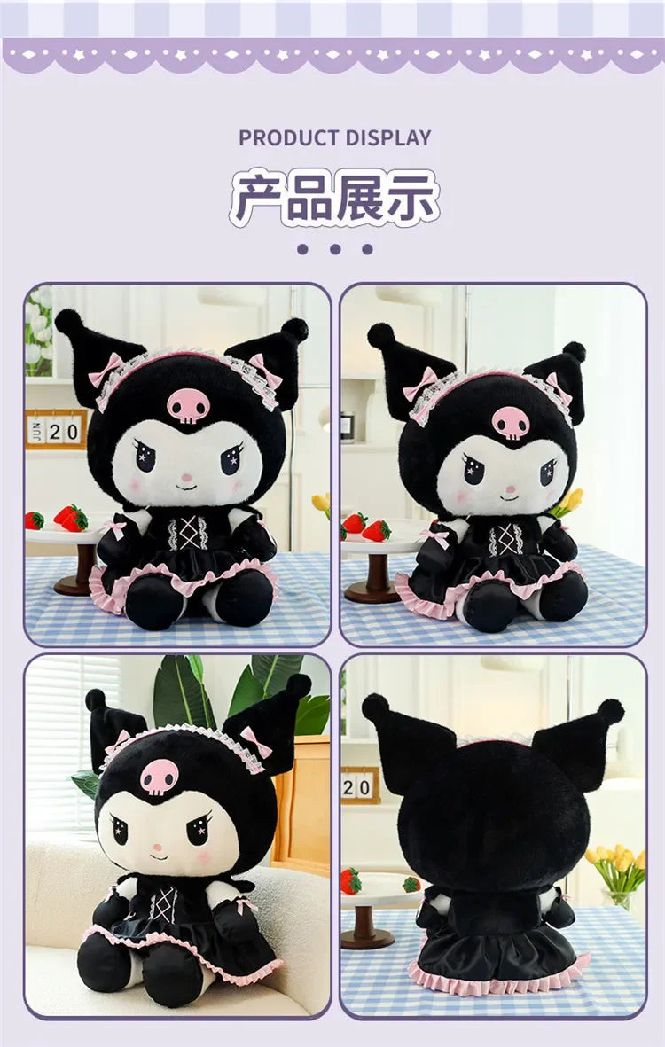 Hot Kawaii 60cm Dark Uniform Kuromi Plush Toy Cartoon Anime Sanrio Stuffed Doll Cute Kuromi Pillow for Kids Birthday Xmas Gift